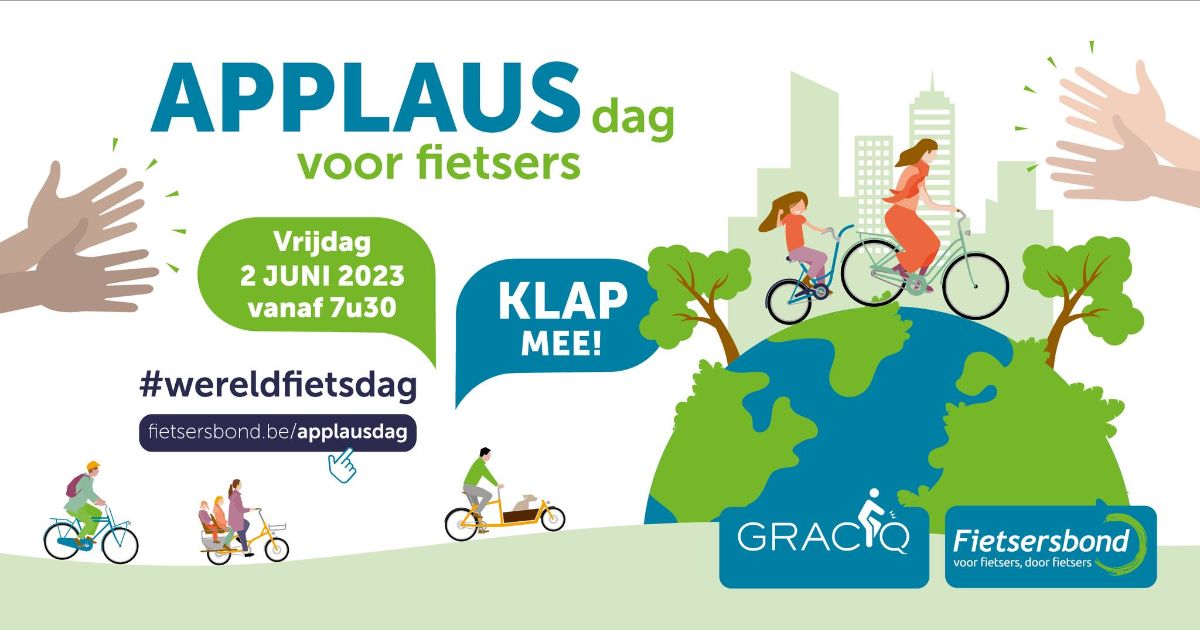FietsLier's tweet photo. Wereldfietsdag 3 juni komt eraan, applaudisseer je mee voor fietsers? Tel nu donderdag het verkeer en laat ook je mening horen over trappen én stappen. En kan jij 30 dagen zonder wagen? - https://t.co/pnCRjJotZj https://t.co/lRZYqpuRZU