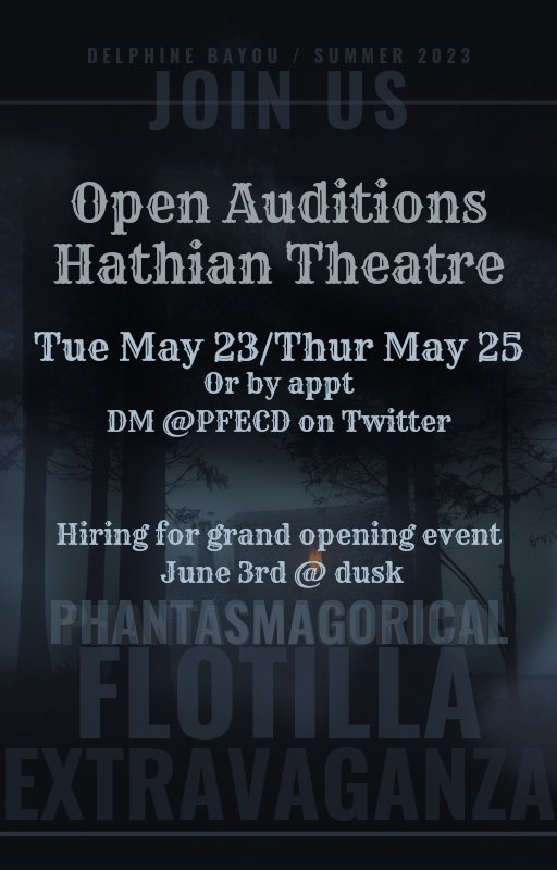 ((We willbe on sim atHathian theatre tnite at 6pm slt for any open auditions and also thur night and by appt. DM for setting up a day or time if these dont work!))