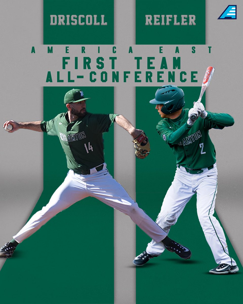 Binghamton Baseball (@binghamtonbase) on Twitter photo Congrats to Gabe Driscoll and Tommy Reifler for being named <a href="/AmericaEast/">America East</a> First Team All-Conference selections!!
#BingItOn Congrats to Gabe Driscoll and Tommy Reifler for being named <a href="/AmericaEast/">America East</a> First Team All-Conference selections!!
#BingItOn