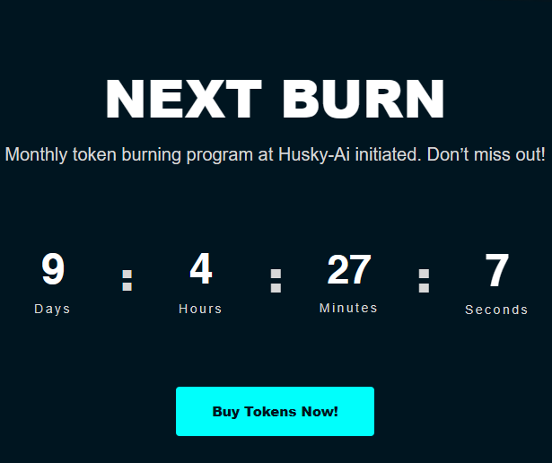 TarcsioMarques7's tweet photo. @bitforexcom @HuskyAiOfficial Monthly token burning program at Husky-Ai initiated. Don't miss out!
Buy Tokens Now! 🚀🚀🚀

#crypto #Communitypower #vote #support #ETH #BTC #pancake #huskai #husk https://t.co/vnAQB4Kbjn
