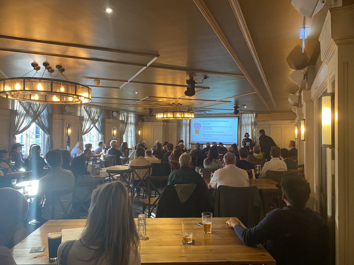 And we’re off! Night number 2 and I’m with #atomstogalaxies at <a href="/TheBedfordPub/">The Bedford, Balham</a> to hear about the quarky world of particle physics <a href="/pintofscience/">Pint of Science UK</a> #pint23
