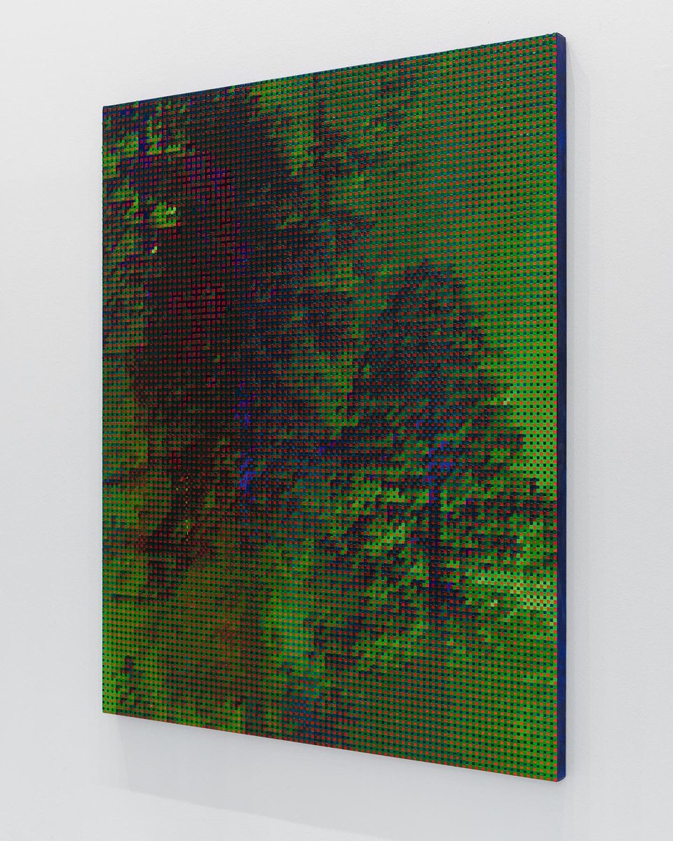 Forest Filled with Pines and Electronics, 2023 16 shades of red, 16 shades of green, 16 shades of blue and heavy body acrylic 161.5 x 133 x 4.5 cm - - - - - in a forest of red, green and blue cécile b. evans and troika 11 may – 17 june 2023 @maxgoelitzgallery Munich, DE