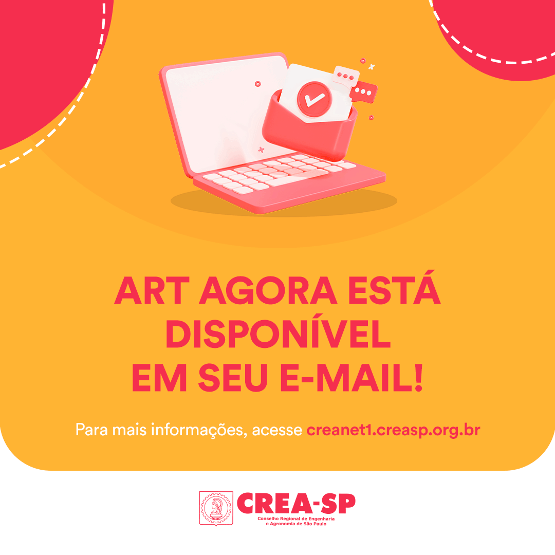 creasp's tweet photo. O Crea-SP acrescentou MAIS um serviço em seu sistema para facilitar a rotina dos profissionais e passou a enviar a Anotação de Responsabilidade Técnica (ART) diretamente para o e-mail dos registrados.
#creasp #art #engenharia #creanet https://t.co/Js9NPfHLve