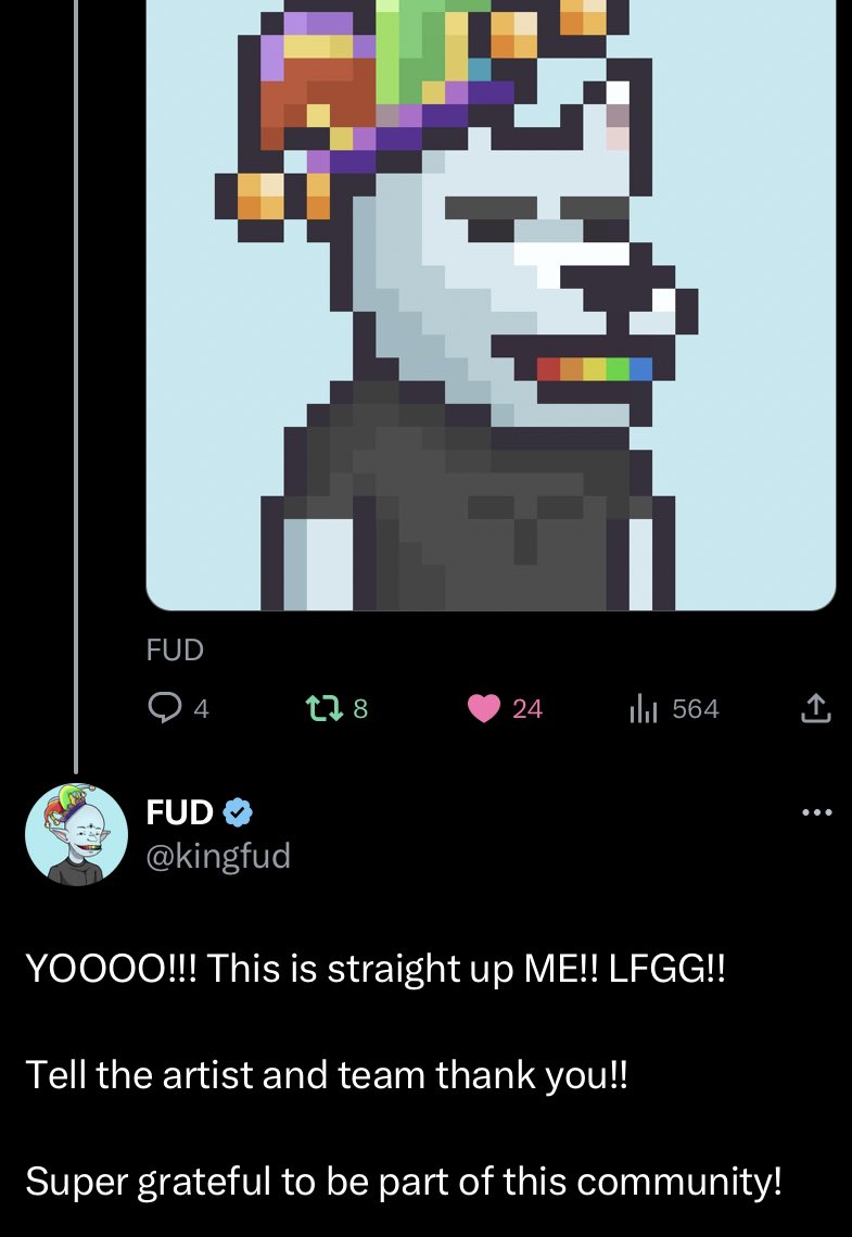 realcryptorican's tweet photo. Damn this shi made me so happy 🙏🏼 we the best pixelated Dogs on Solana 🤷‍♂️ FuD! Yours sick af @kingfud RUFF IT UP! We will be making more noise. #solana #nft #xthstreet https://t.co/iDhdEvsBdP