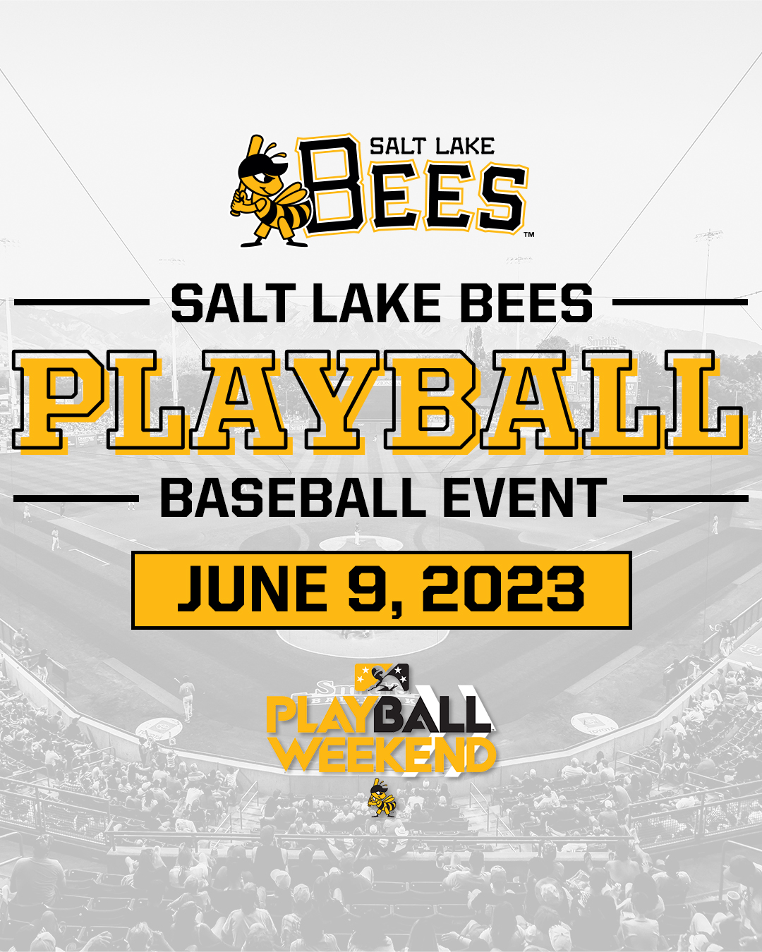 Salt Lake Bees on X: June 9th & 10th is Playball Weekend! On Friday,  June 9th, bring your kids to our morning baseball clinics, and hear from  Baseball icons at our 2pm