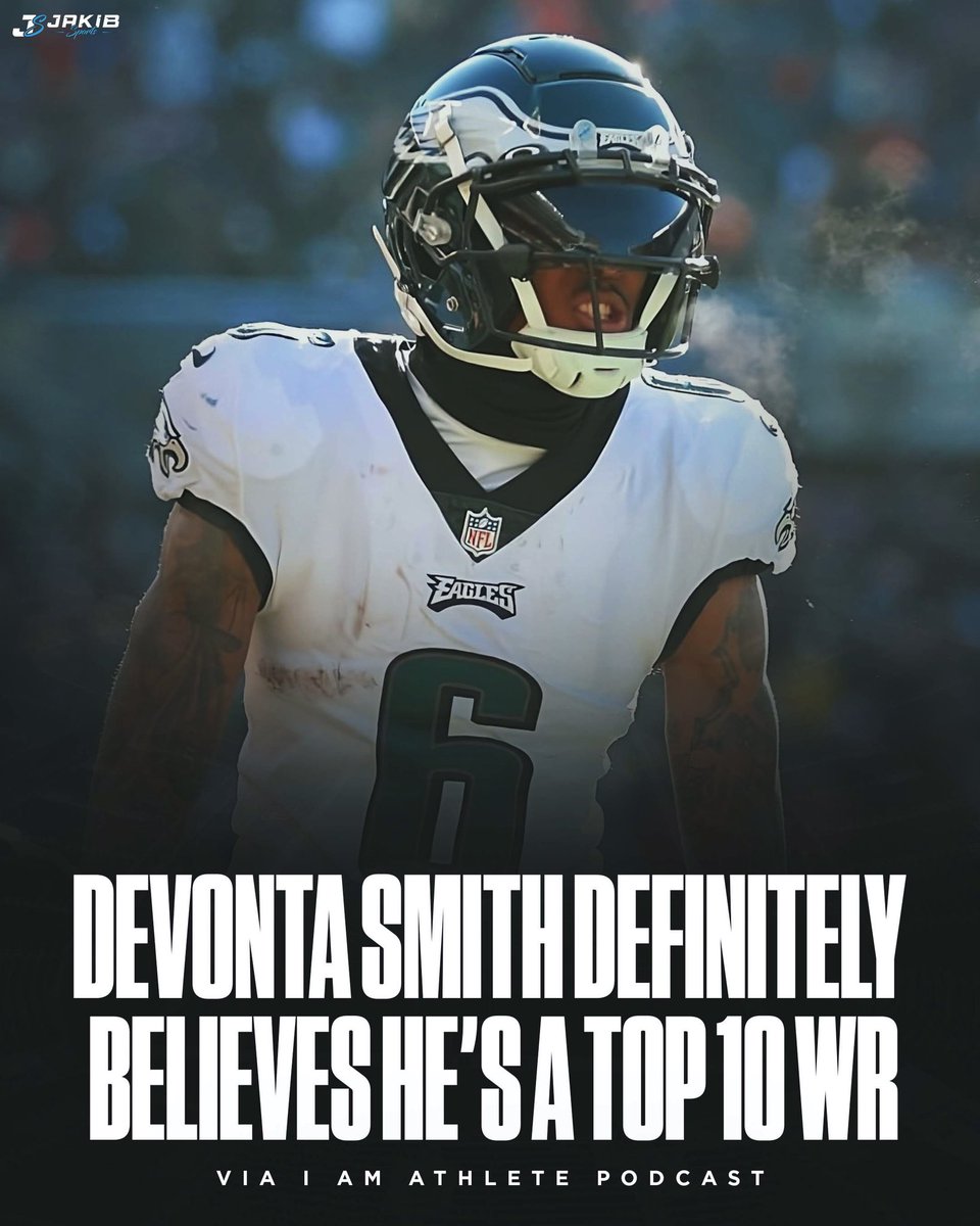 DeVonta Smith has zero doubts he’s a Top 10 WR in the NFL right now. 🔥

#FlyEaglesFly