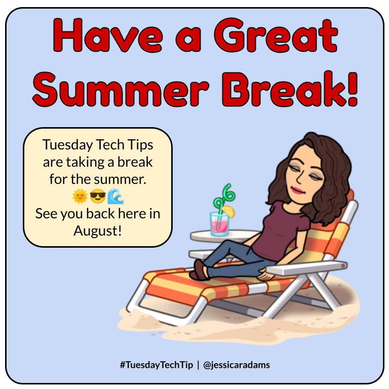 👍 My #TuesdayTechTip posts have been a bit sporadic these past few weeks (the end of this school year is extra busy) but they are definitely taking a summer break until August. 😎
You can always see the complete collection here: docs.google.com/presentation/d…