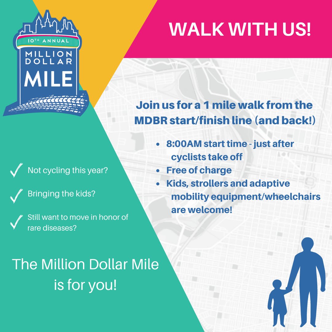 Not riding in the MDBR but still want to participate? Join us for our inaugural Million Dollar Mile! 
Registration is required for the Million Dollar Mile; register here: bit.ly/MDBR2023

#pennmedmdbr2023 #mdbr #raredisease #mdbr2023