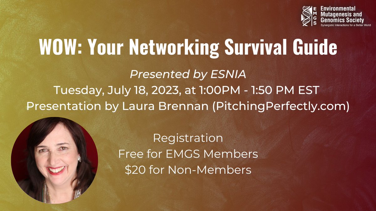 🌟 Discover the secrets of successful networking in the world of environmental mutagenesis and genomics! Join us for the next EMGS WOW event: "Your Networking Survival Guide." #EMGS #Networking

Register: emgs-us.org/page/networkin…