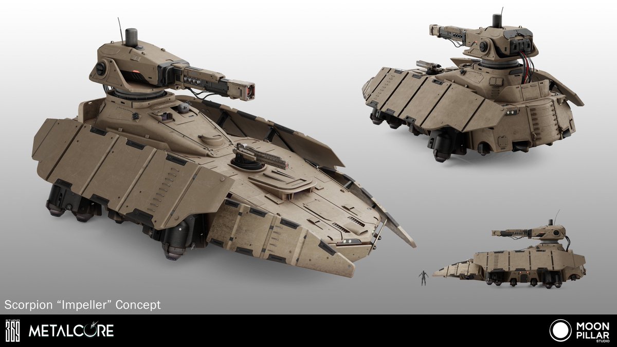 The Scorpion, a hovering armored fighting vehicle designed for <a href="/playmetalcore/">METALCORE | Let's #PlayMetalCore!</a> by our concept artist Creditian Istani <a href="/mobiusu14/">Mobius @COMIFURO XX N-14A</a> 

Art Direction - Ricky Ho <a href="/RickyHoConcepts/">Ricky Ho</a> 

#conceptart #vehicledesign #scifiart #futuristic #hardsurface #FPS #FPSGames