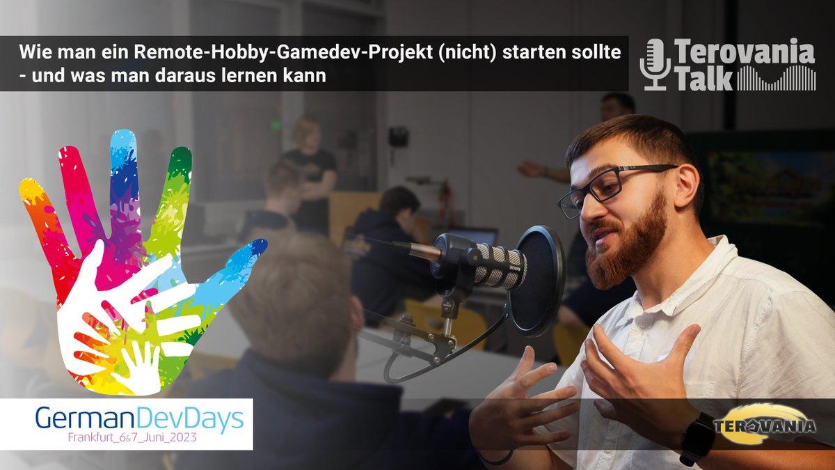 terovania's tweet photo. 🗣 Wir freuen uns, dass unser Geschäftsführer @c_schaal auf der Fachkonferenz @GermanDevDay in Frankfurt a.M. als #Speaker einen #Talk zum Thema Remote-Entwicklung halten wird!

🎫 Ihr habt noch kein Ticket für die #GDD? https://t.co/HI6rsVqmgs

#GermanDevDays #GameDev #IndieDev https://t.co/xQZcbtPrq7