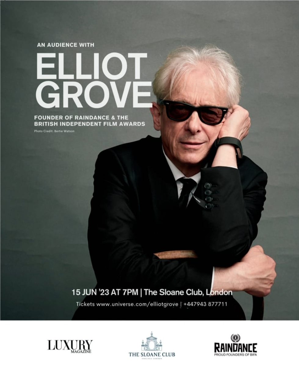 Meet Film Legend in London. 
Join us on Thursday 15th June 7pm to hear a story about Guy Ritchie and Elliot Grove and never-before-heard anecdotes from his remarkable career.  
Tickets & additional  info: universe.com/elliotgrove 
#WhatsOnLondon #SecretLondon  #ThingsToDoInLondon