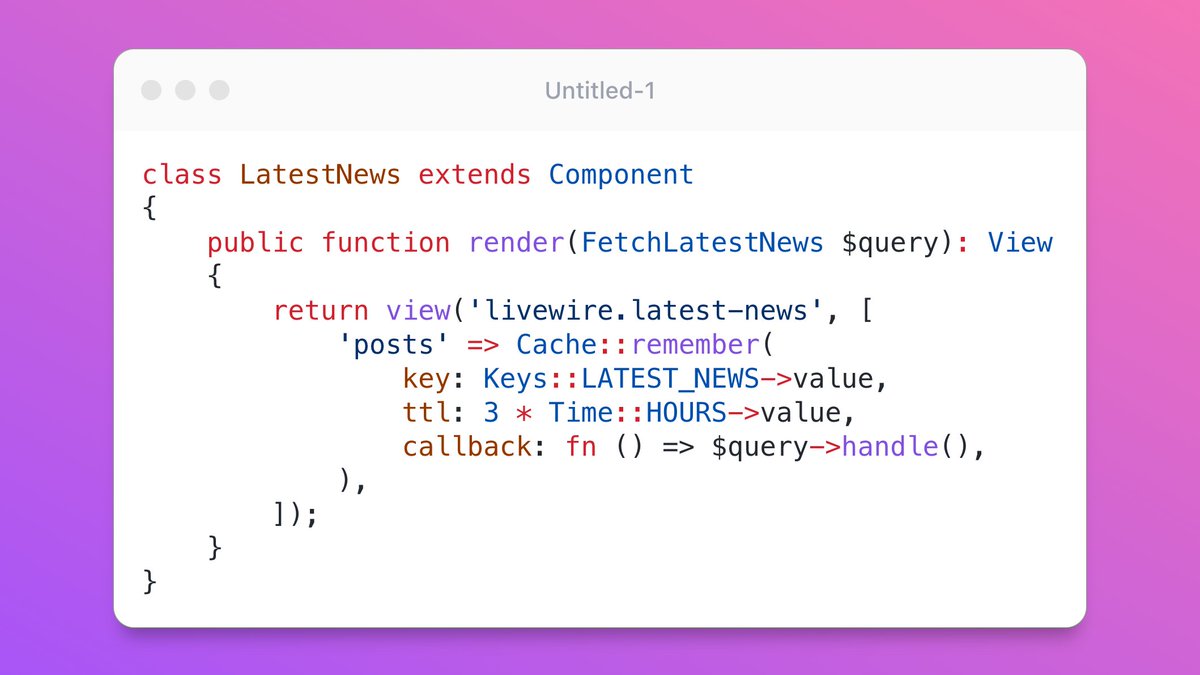 JustSteveKing's tweet image. I am loving this little way to cache queries in Laravel! Using enums to control the cache keys and times is super helpful!
#php #phpc #laravel