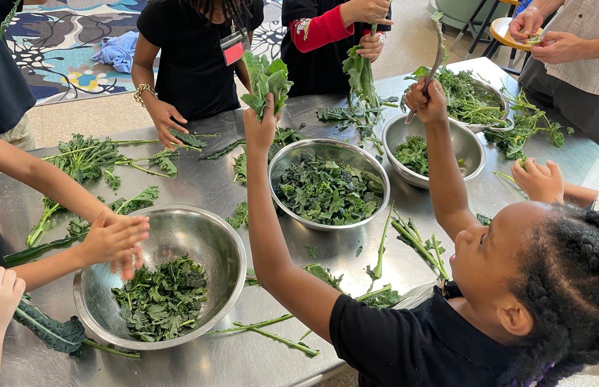 This FoodPrints student had mastered the art of de-stemming kale. 😲 😍 #FoodEducation