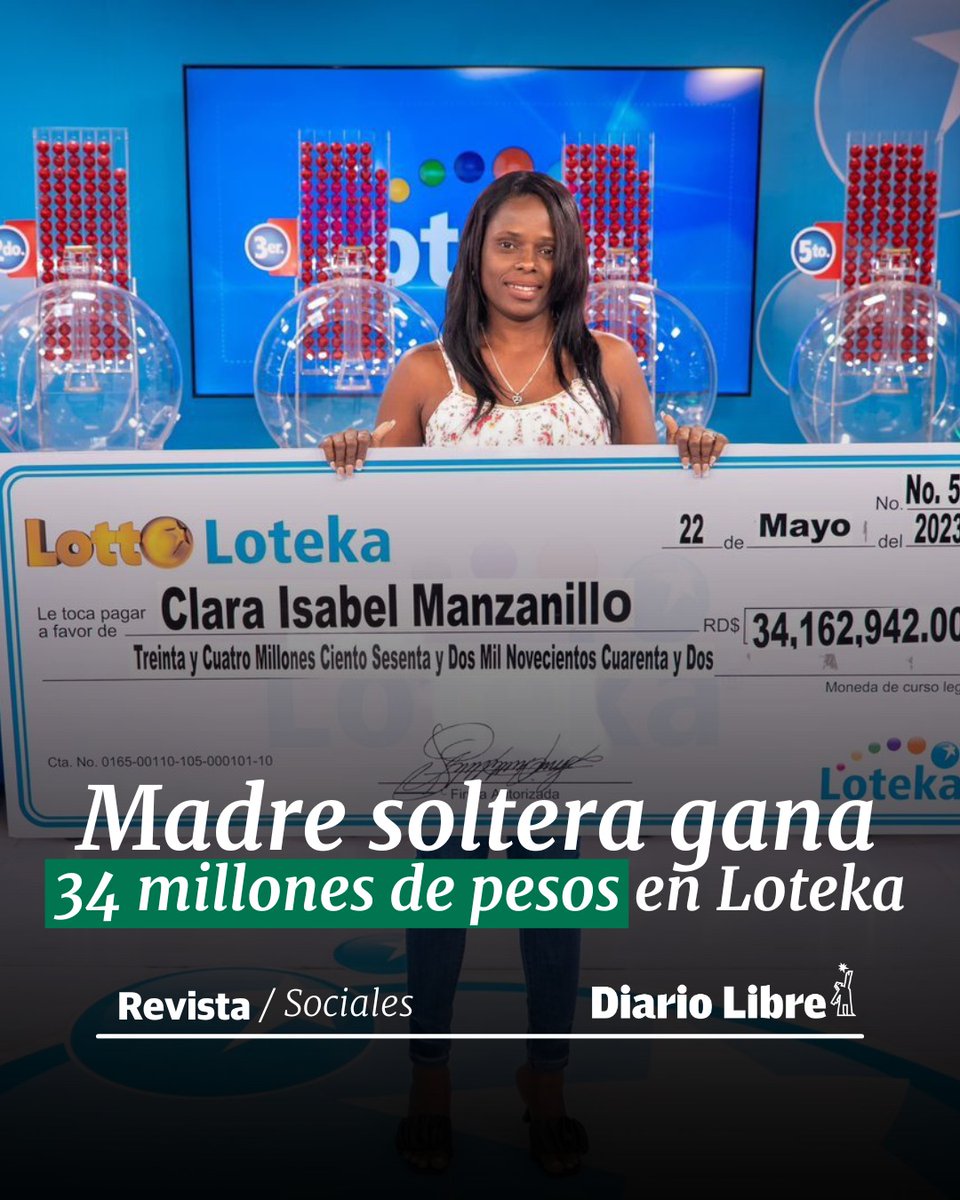 DiarioLibre's tweet image. ✨ |#RevistaDL| Madre soltera gana 34 millones de pesos en Loteka

🔗ow.ly/Sy0M50OuWTk

#DiarioLibre #MadreSoltera #Loteka #NuevaMillonaria