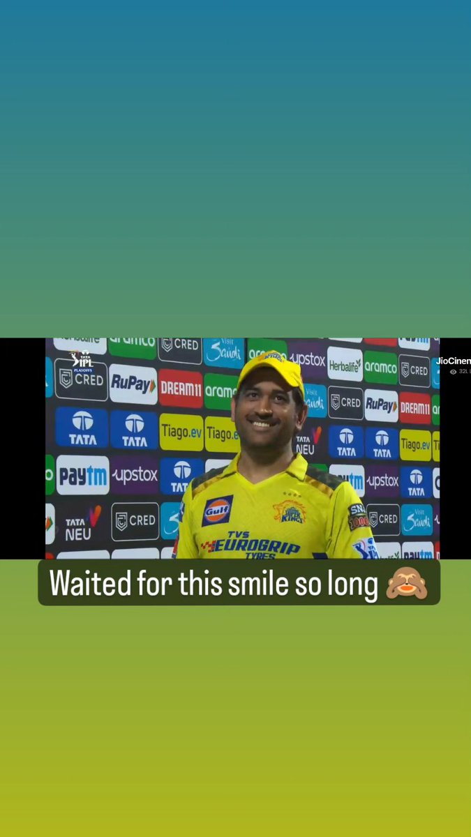 Namsss15's tweet photo. #CSKvsGT waited for @msdhoni smile for such a long ❤️❤️❤️❤️ https://t.co/9Q4V8z9SgM