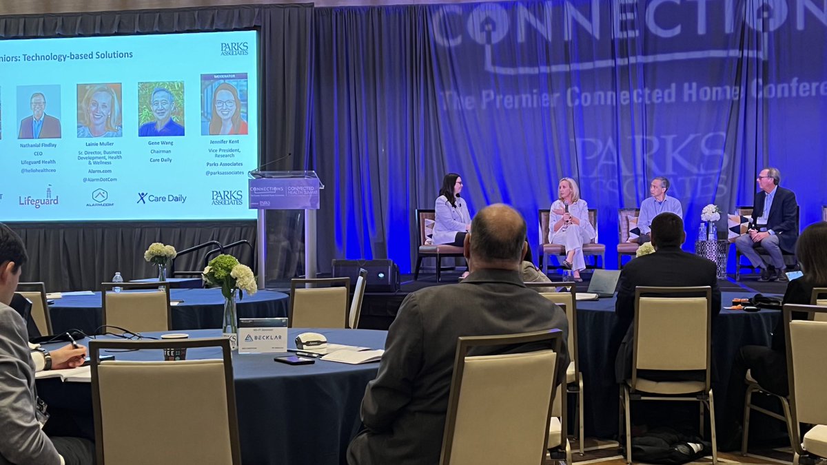 ⁦@lainiemuller⁩ on the ⁦@ParksAssociates⁩ Senior Tech panel says “It’s not healthcare, it’s wellcare” when we check in on the ones we love. #connhealth23