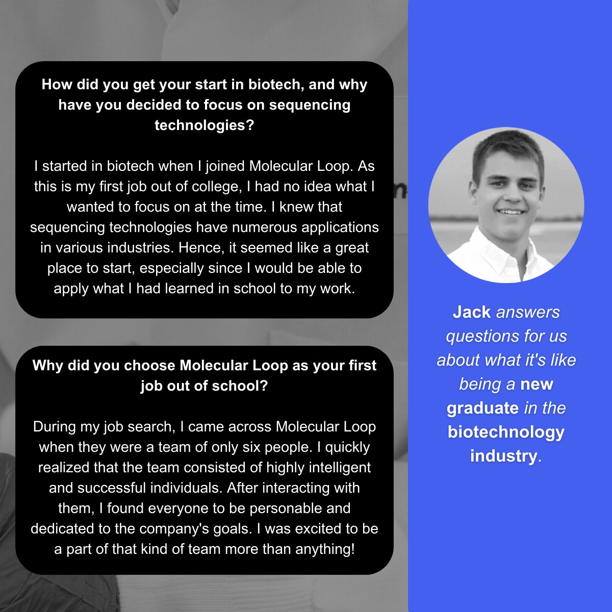 MolecularLoop's tweet photo. Congrats Class of 2023! 🎓✨ At Molecular Loop, we celebrate milestones and the power of education. Special shout-out to our amazing employee Jack Amaral, who joined us after graduating. To new grads, embrace opportunities &amp; believe in your dreams! #ClassOf2023 #Graduation https://t.co/AOGLoHn7fy