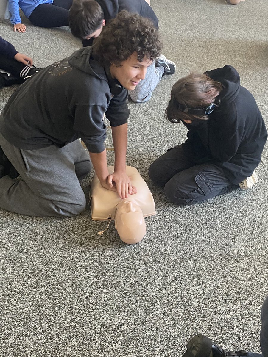 Our amazing nurses conducted CPR/AED training with our freshman Health students today!