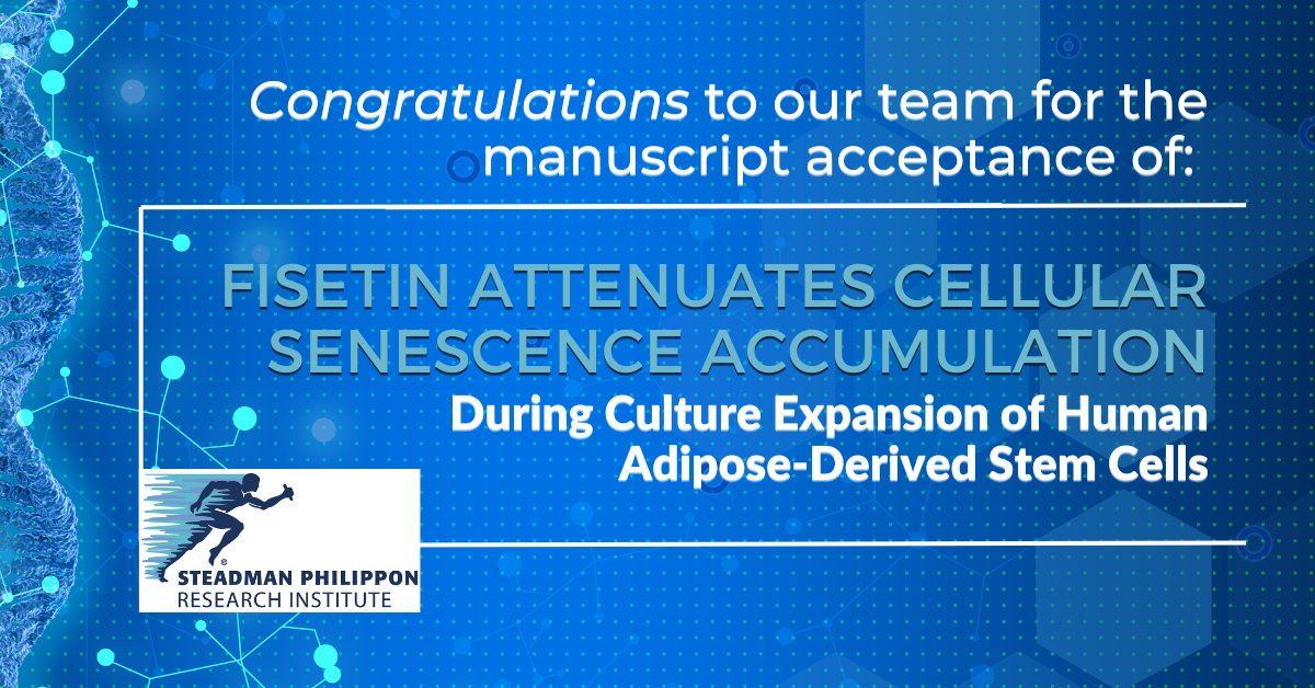 Congratulations to our team for the manuscript acceptance of 'Fisetin Attenuates Cellular Senescence Accumulation During Culture Expansion of Human Adipose-Derived Stem Cells' in the journal STEM CELLS.