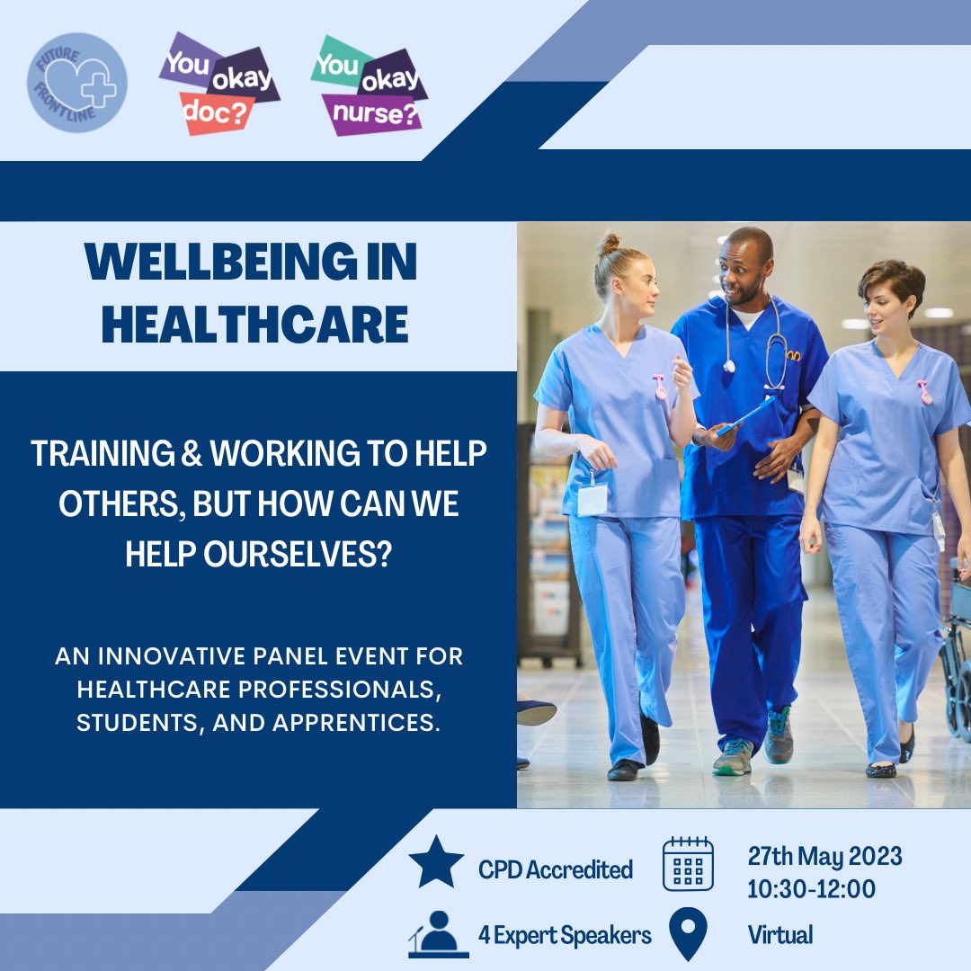 Healthcare professionals, students & apprentices - you’re invited to our first of its kind innovative multidisciplinary mental wellbeing panel event this Saturday 27th May. We’re joined by 4 expert panelists & the event is free, CPD accredited and virtual. shorturl.at/fjvOU