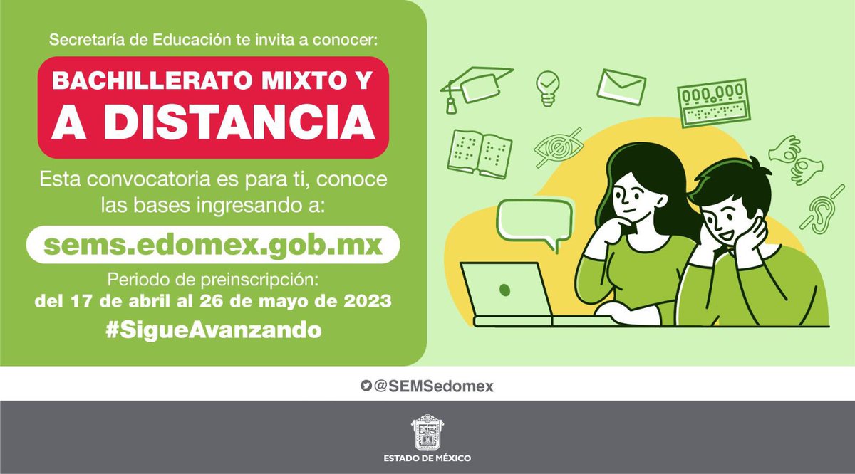 DBT_Edomex's tweet photo. ¡Aún puedes ser parte del Bachillerato Mixto y a Distancia #BMyD! Esta modalidad educativa está dirigida para personas de 18 años o más que quieran concluir sus estudios de preparatoria en 2 años y en un esquema flexible. 
#SigueAvanzando 
https://t.co/kf28kN35oc https://t.co/Vun2t5azXT