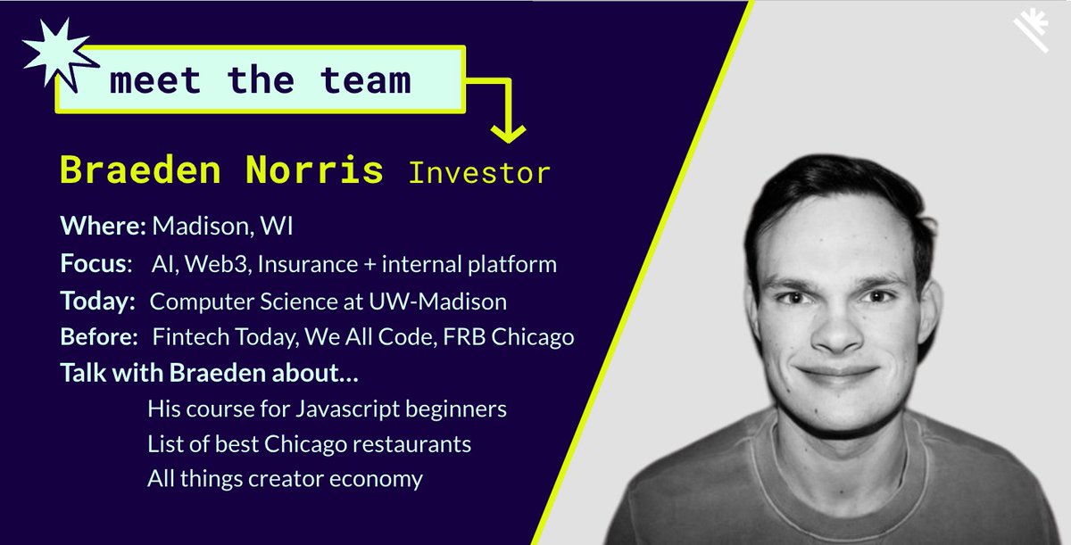 👋 Meet the <a href="/PropelVC/">Propel Venture Partners</a> team!

Investor <a href="/braeden_norris/">Braeden Norris</a> is focused on AI, Web3, and Insurance + our internal platform.

Reach out and catch up with Braeden in📍San Francisco this summer.
