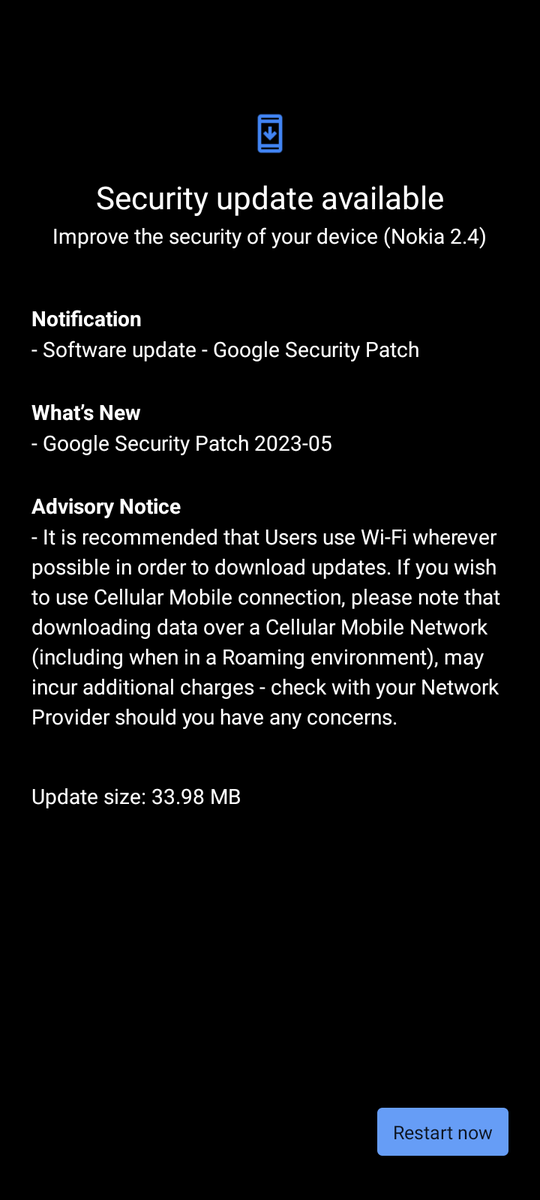 NokiaTracker_'s tweet photo. New update ! 
Nokia 2.4
SP only : 1 May 2023
Size : 33,98 Mb 
Build number : 00WW_3_470_SP02
Android version : 12
Phone model : TA-1270
Region : France
Received 23 May 2023

@Nokiapoweruser @NokiamobBlog https://t.co/gLHMImXnn7