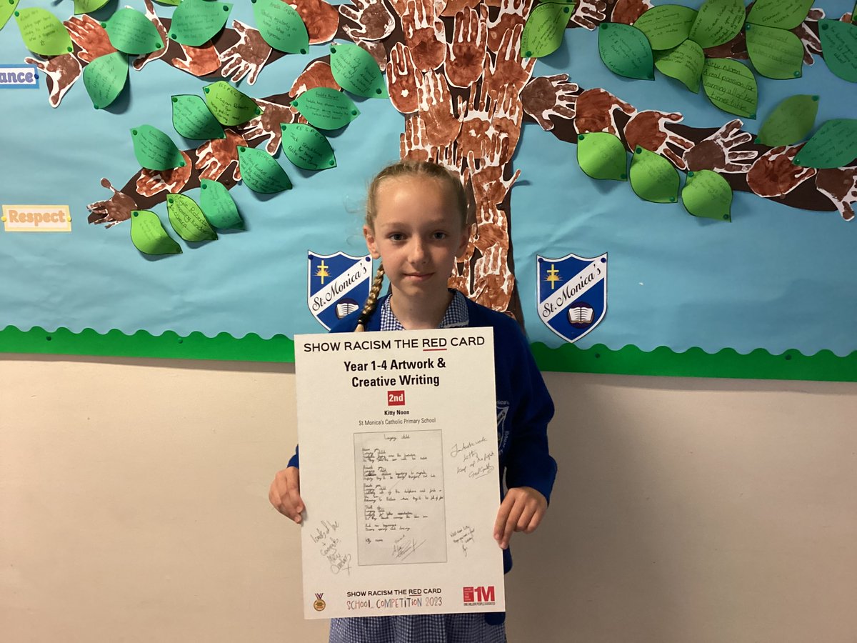Well done to this superstar for being awarded for her creative writing with 'Show Racism the Red Card'! 👏 
#year4 #poetry #windrushchild #globallearning