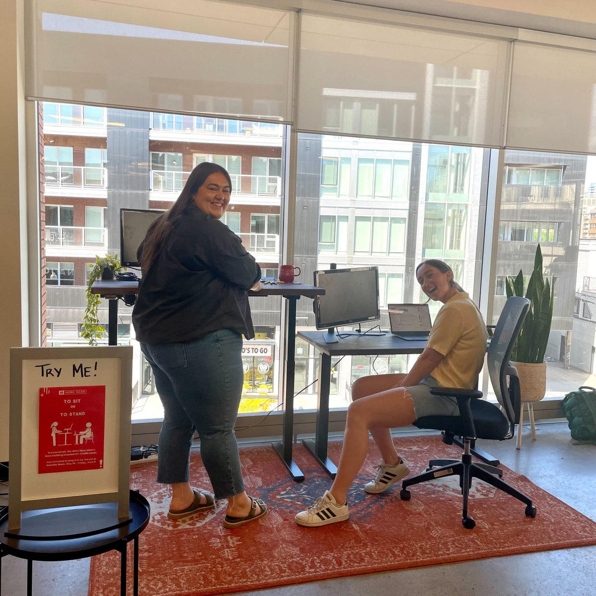 To stand or to sit...the eternal debate! 🤔

📍 In a secret lair, the Work Nicer team's been building desks. WHATCHA THINK?! Hop on over to Red Mile to try 'em out!
.
.
#NiceDesks #Coworking #SitStandDesks #Community #YYC #Calgary #YEG #Edmonton