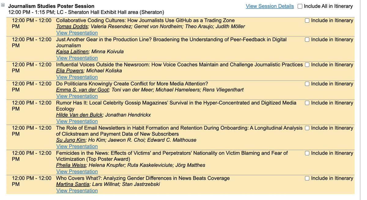 OOOOH AND LUNCHY NIBBLES! JOURNALISM STUDIES POSTER SESSION at noon. I don't know about snacks (hopefully some present), but this is some tasty research at noon. Cutting edge work sometimes begins on a conference pinboard LC - Sheraton Hall Exhibit Hall #ica23