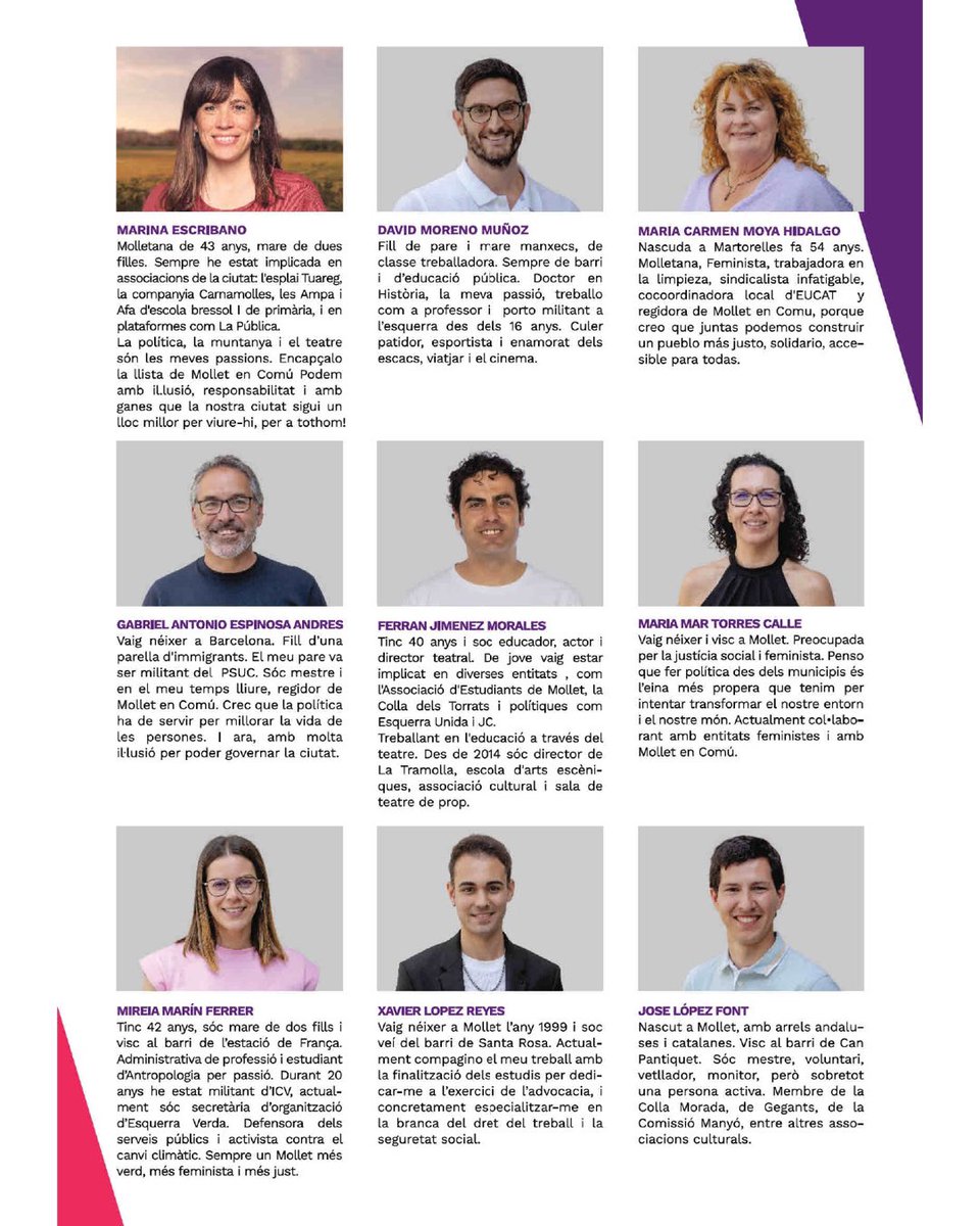 molletencomu's tweet photo. 💜 La millor candidatura possible per Mollet, els 35 candidats de Mollet en Comú Podem

👉🏻 Aquí pots conèixer tota la llista i les seves històries personals

💜 Suma’t al futur. El 28 de maig vota Mollet en Comú Podem. Vota Marina Escribano
#molletencomupodem #marinaescribano2023 https://t.co/S4Ze3BVge4