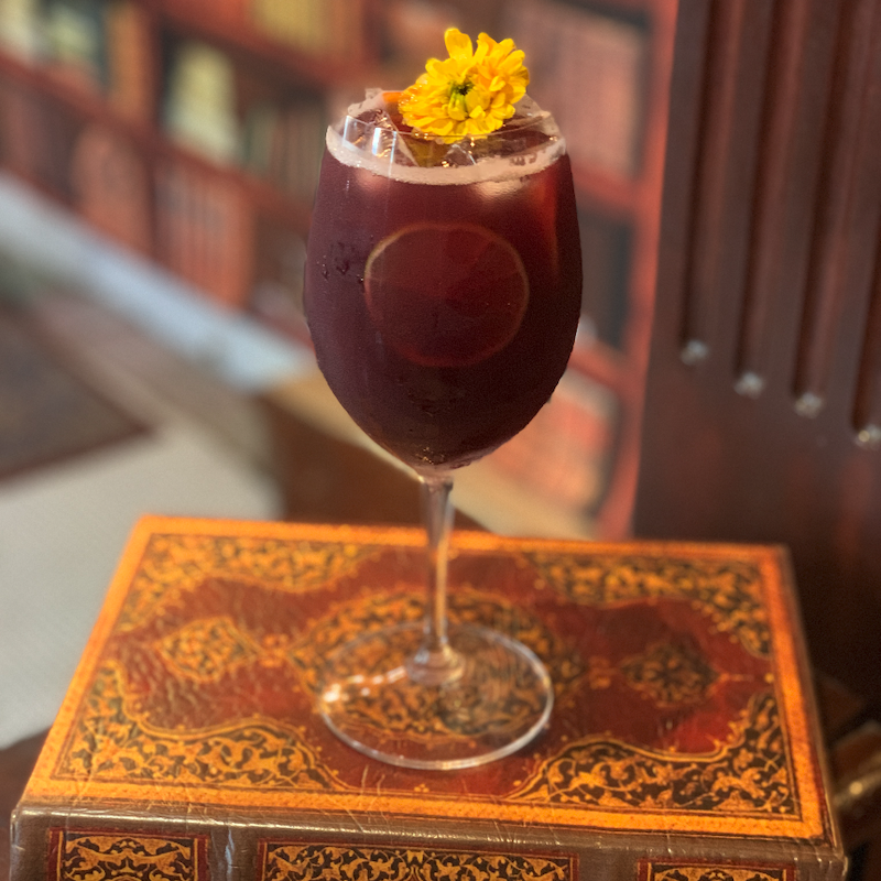 ThompsonsFTW's tweet photo. Our The Blood of Flowers cocktail, named after the root word for sangria, “sangre”, meaning blood, has Westward Whiskey Single Malt Pinot Noir Cask Strength, Solerno Blood Orange Liqueur, Josh Cabernet, orange and cranberry juice. #thebloodofflowers #thompsonsbookstore https://t.co/rWy30zOqU2