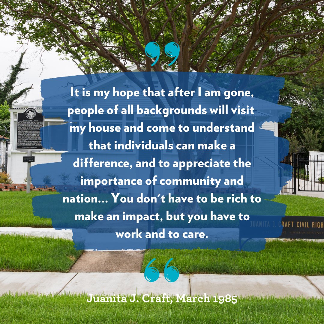 Juanita J. Craft devoted her life to equal rights. From 1950 until 1985, her home served as command central for pivotal civil rights advocacy in Dallas, across the state, and beyond. You can learn more about Ms. Craft here: jldallas.org/communityservi… #JLDallas #BetterTogether