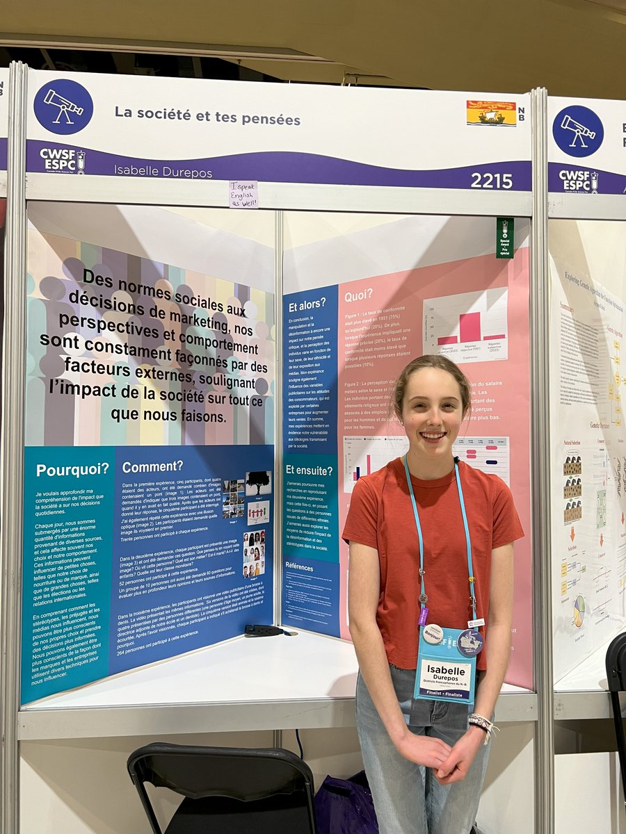 labos_creatifs's tweet image. Isabelle Durepos du Nouveau Brunswick a comparé comment différents facteurs externes peuvent affecter notre vision du monde. Félicitations à elle pour son prix exceptionnel !🤩
-
#LabosCréatifs #Funcréatif #FabriquezAvecCréativité #Exposcience #ESPC