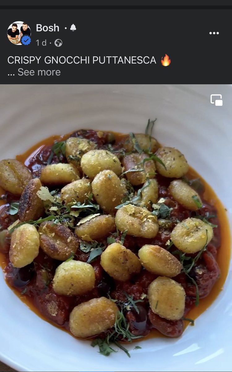SusanHVeggies's tweet photo. For tonight’s tea I took inspiration from @BOSHTV and made a protein rich gnocchi puttanesca #vegan #bosh #boshtv #gnocchi #veganfood #animalfree https://t.co/VCCXFTJppo