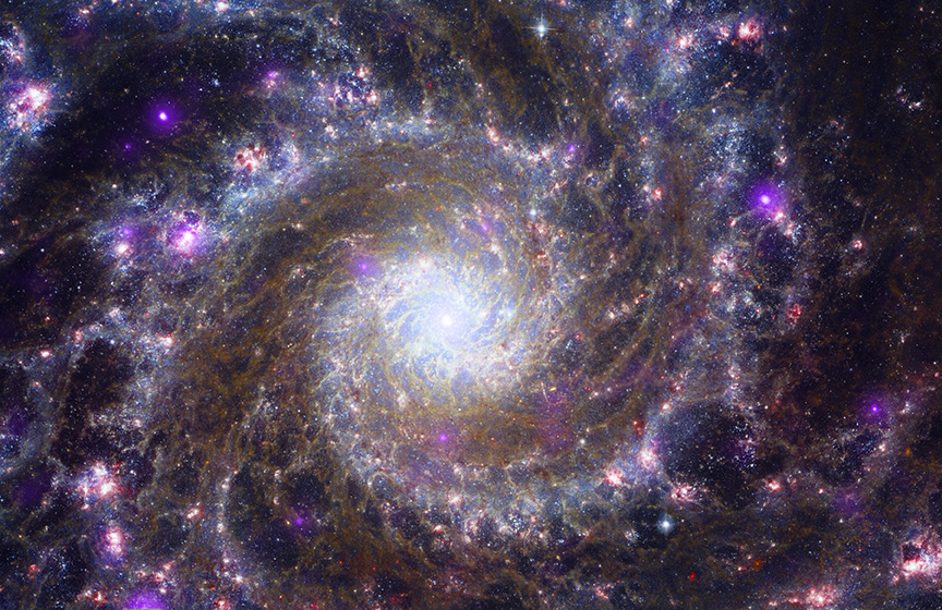 NASAWebb's tweet photo. I could be brown, I could be blue, I could be violet sky…

Webb, @chandraxray, @NASAHubble and other telescopes contributed to these stunning composite images of star cluster NGC 346, spiral galaxies NGC 1672 &amp; M74, and the Pillars of Creation: https://t.co/aNegOMrrDr https://t.co/0IZWW5yLFx
