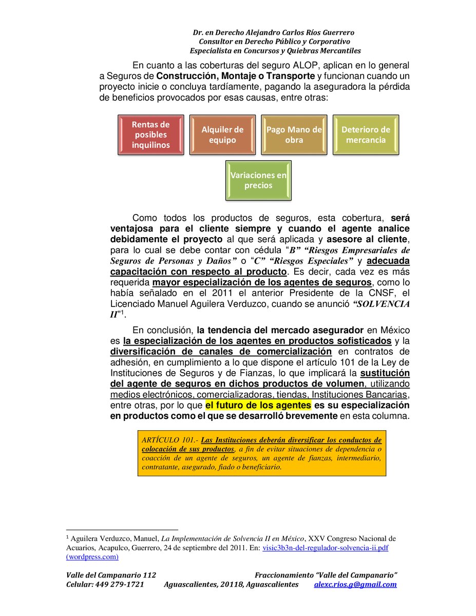 ¿Conoces la cobertura “Advance Loss of Profit (ALOP)” también llamada cobertura de terminación tardía o seguro de demora de arranque? En la columna adjunta de la Revista YO AGENTE te la explicamos brevemente.
