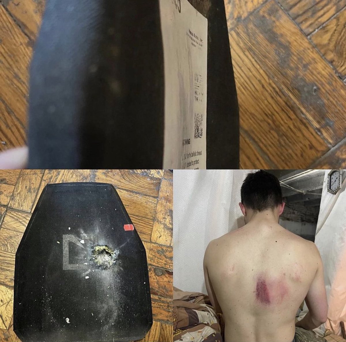 *reportedly* Ukrainian dude took a 7.62x54R round in the plate and this was the result.  According to his post he’s fine outside of the bruise.  

Post for all the “you’d still die from the impact” and/or “it would break your ribs” comments I get on my armor test videos.