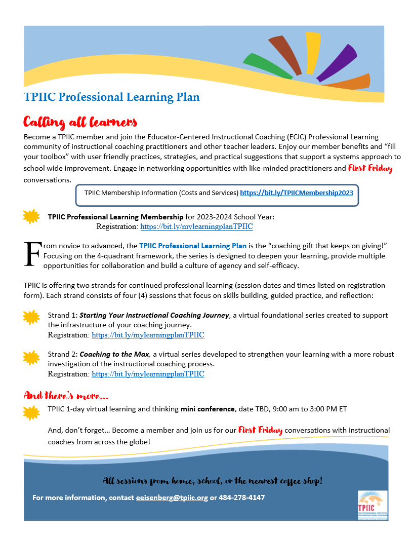 It's time...get your instructional mojo back and become a TPIIC member in 2023-2024! Join like-minded practitioners and focus on continuous learning! <a href="/PIICcoach/">TPIIC</a>