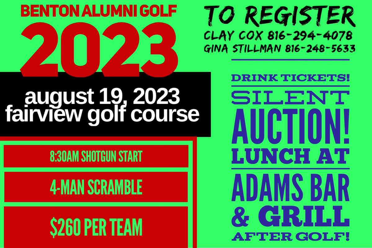 Benton Alumni Golf Tournament! Information below!