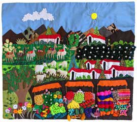 MsDTeachesArt's tweet photo. Colrful landscape collages inspired by  Arpilleras, which are 3D textiles made by folk artists in South America! Nice job, 2nd graders! 🌄 source: https://t.co/1aZuSjVpI2 https://t.co/5GeWC1e89K