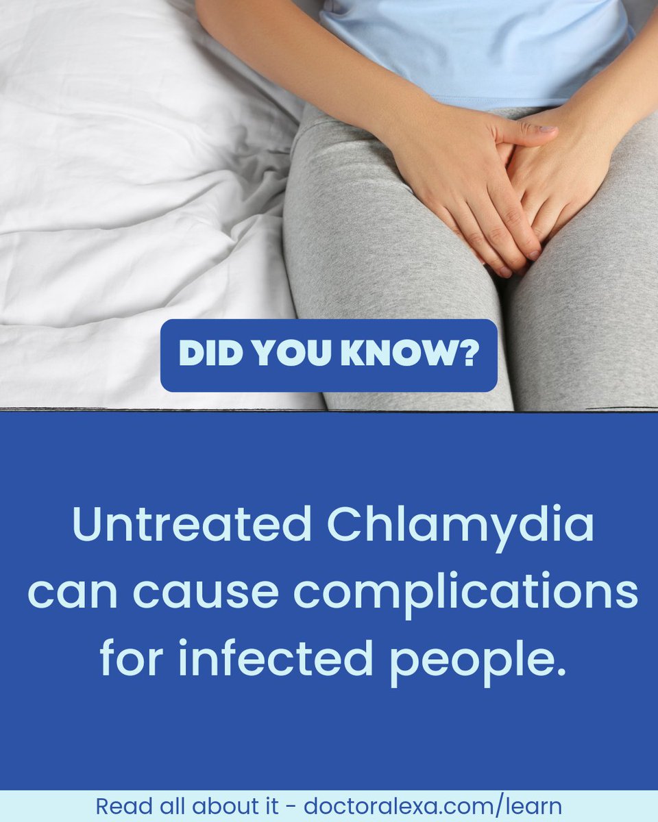 Discover the potential complications and the importance of timely diagnosis and treatment on our blog. 📖👩‍⚕️ 

Click doctoralexa.com/learn/chlamydi… to learn more. ✨

#ChlamydiaAwareness  #SexualHealthMatters #PreventionIsKey #TakeControl #DoctorAlexa #HealthBlog