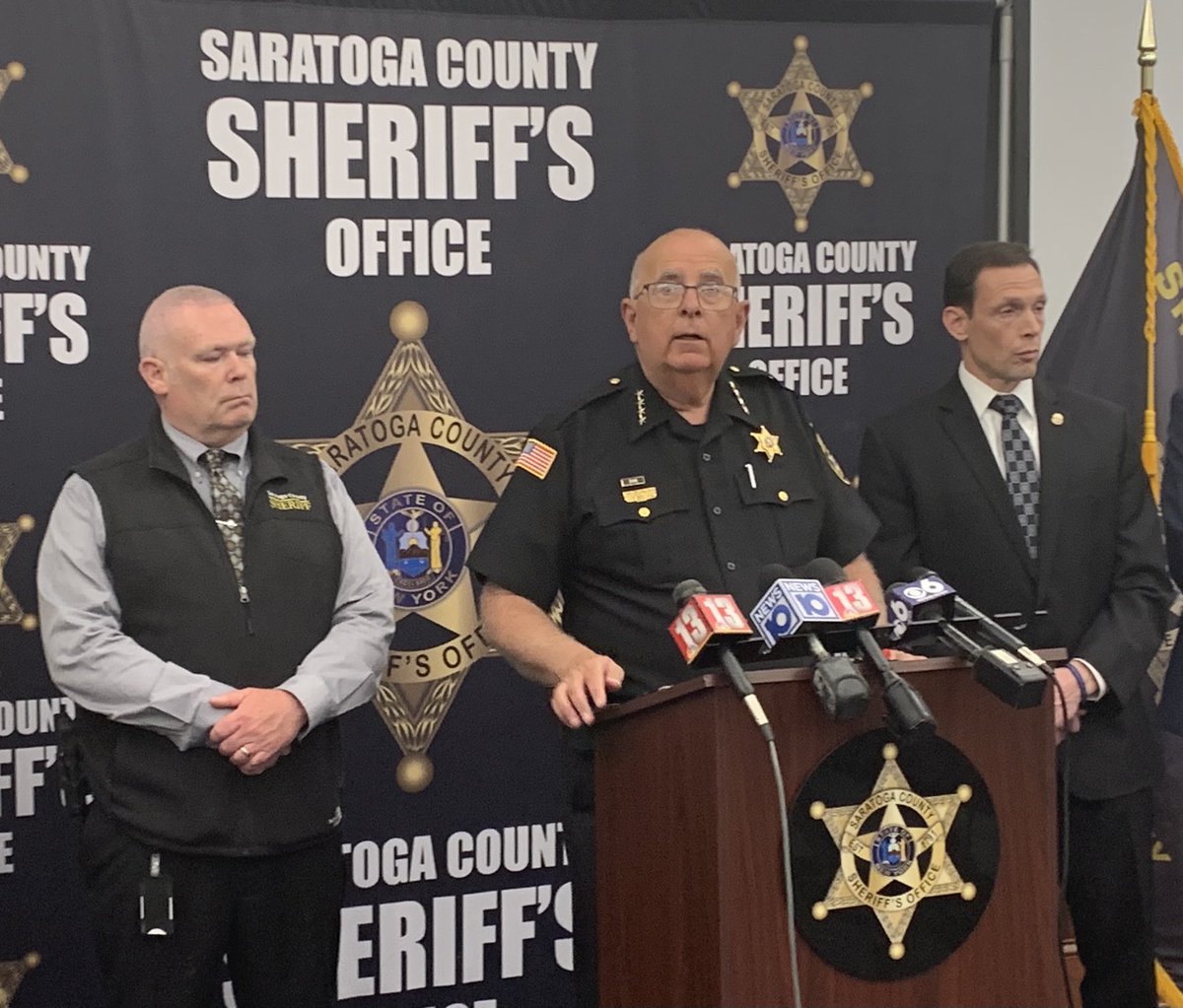 BREAKING NEWS - Saratoga County Sheriff Michael Zurlo after 2 deputies were shot in a pre-dawn raid: No words can express how grateful I am this is only a news conference and not a eulogy. @wnyt