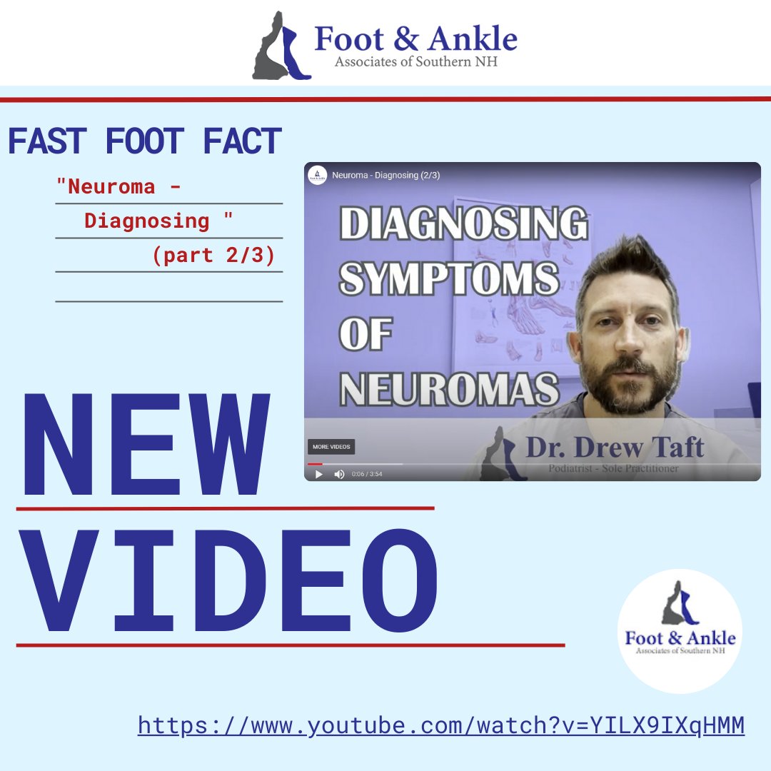 Have you seen the second video in Dr. Taft’s Neuroma series? Check it out!
youtube.com/watch?v=YILX9I…

#video #videoseries #youtube #Mortonsneuroma #neuromas #footandankle #bestpodiatrists #bestpodiatrists #NewHampshirepodiatrist #FootAndAnkleAssociatesOfSouthernNewHampshire #FAASNH