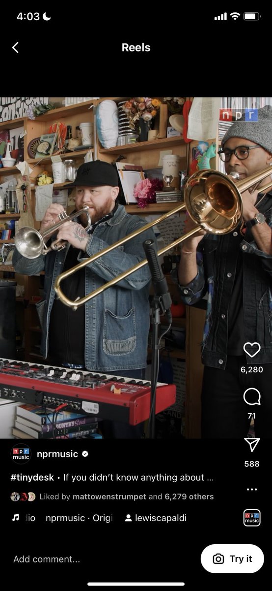 RegChapmanJr's tweet photo. The NPR Tiny desk I did with Lewis Capaldi is now up! https://t.co/Ng6Bn80qJO