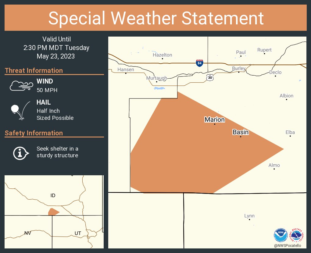 NWS Pocatello on Twitter "A special weather statement has been issued