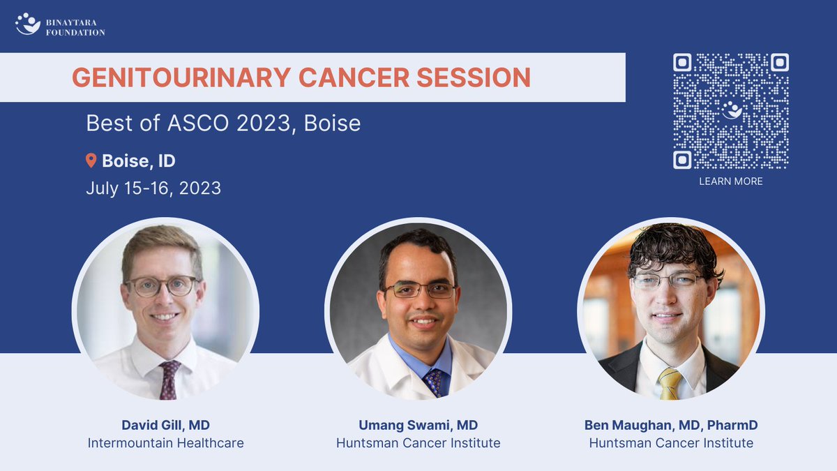 Binaytara (@binaytara) on Twitter photo Join us for a Genitourinary Cancer Session at Best of ASCO 2023, Boise with Dr. David Gill (of <a href="/Intermountain/">Intermountain Health</a>), <a href="/umangtalking/">Umang Swami, MD, MSCI, FASCO</a> (of <a href="/huntsmancancer/">Huntsman Cancer Institute</a>), and <a href="/maughanonc/">Benjamin L Maughan</a> (of <a href="/huntsmancancer/">Huntsman Cancer Institute</a> )! #BestofASCO
➡️REGISTER: education.binayfoundation.org/content/best-a…
#CME #Oncology #Boise Join us for a Genitourinary Cancer Session at Best of ASCO 2023, Boise with Dr. David Gill (of <a href="/Intermountain/">Intermountain Health</a>), <a href="/umangtalking/">Umang Swami, MD, MSCI, FASCO</a> (of <a href="/huntsmancancer/">Huntsman Cancer Institute</a>), and <a href="/maughanonc/">Benjamin L Maughan</a> (of <a href="/huntsmancancer/">Huntsman Cancer Institute</a> )! #BestofASCO
➡️REGISTER: education.binayfoundation.org/content/best-a…
#CME #Oncology #Boise