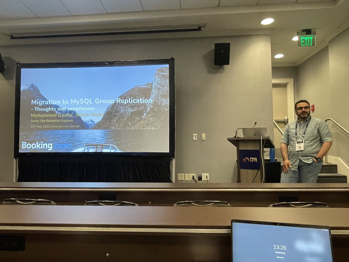 <a href="/Mohamme07249910/">Mohammed Gaafar</a> presenting the journey to <a href="/MySQL/">MySQL</a> Group Replication at <a href="/bookingcom/">Booking.com</a> #MySQL #PerconaLive