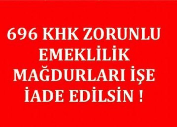 696 khk diye bir maddeye tabi olmamız için bir yasal düzenleme yaparak bizleri buna mecbur ettiniz. Yeni bir yasal düzenleme yaparak yaşı uygun olan ve çalışmak isteyen ZORUNLU EMEKLİ EDİLENLERE bir fırsat vereceğinize inanıyoruz. #zorunluemeklilersandıkbasında <a href="/RTErdogan/">Recep Tayyip Erdoğan</a>
